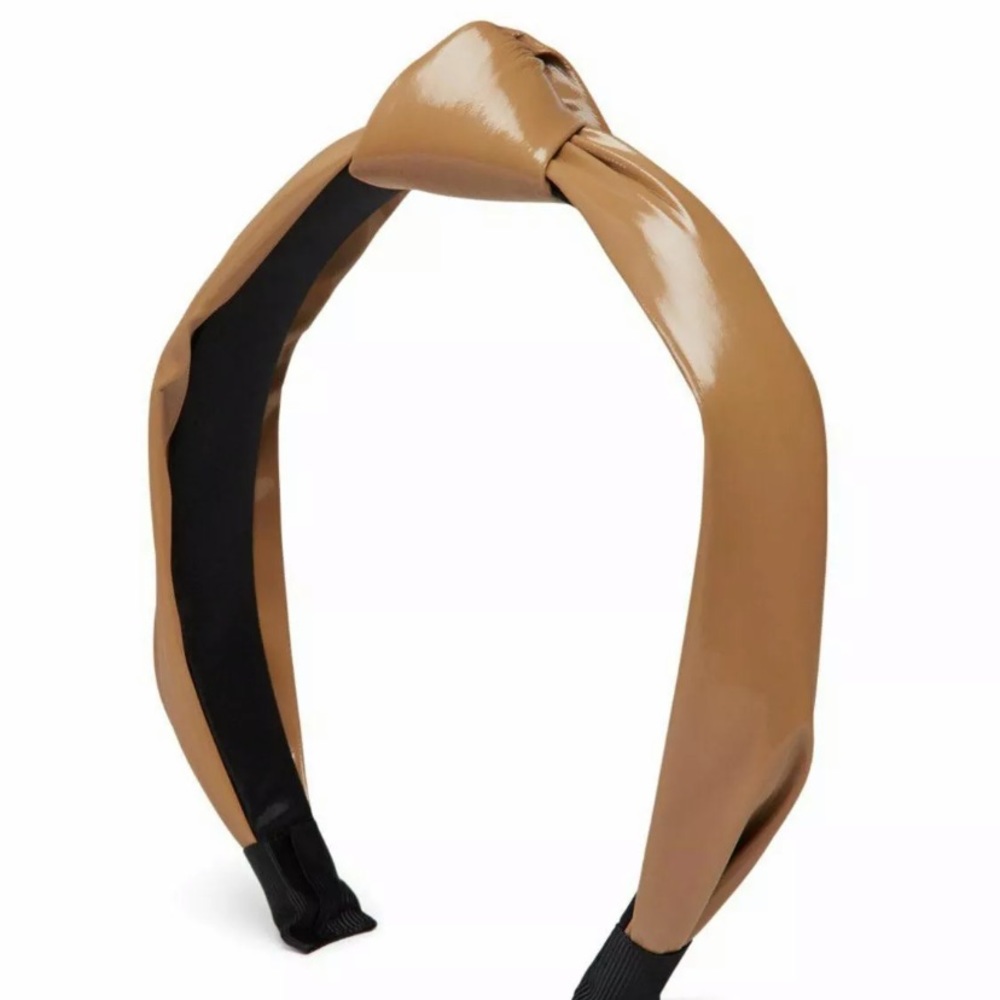 Aqua Tan Faux Leather Headband Knot